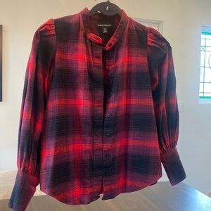 Banana Republic Holiday Flannel Shirt. Puffed sleeves for a more feminine look.